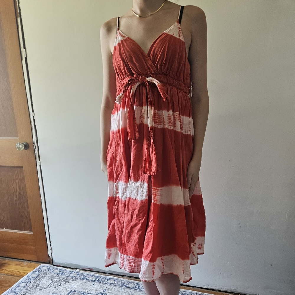 Metro Strapless Salmon and White Dress